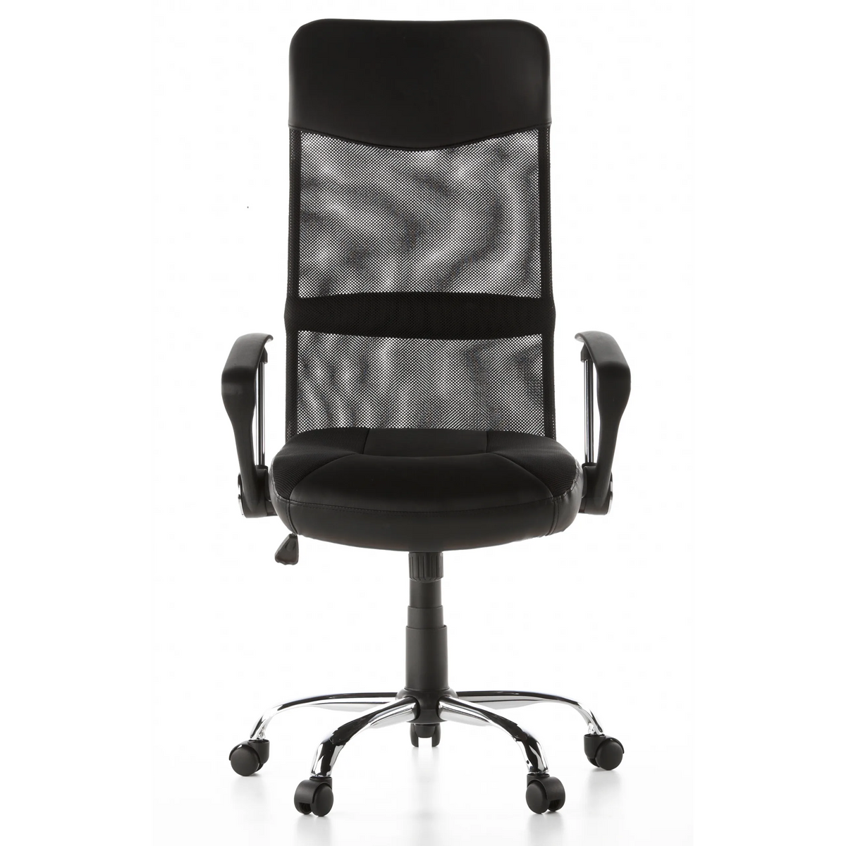 Siège de direction pour bureau à domicile ARTON 20 noir avec dossier en maille et base à cinq roulettes de hjh OFFICE – vue à 360° (vue de face 0°)