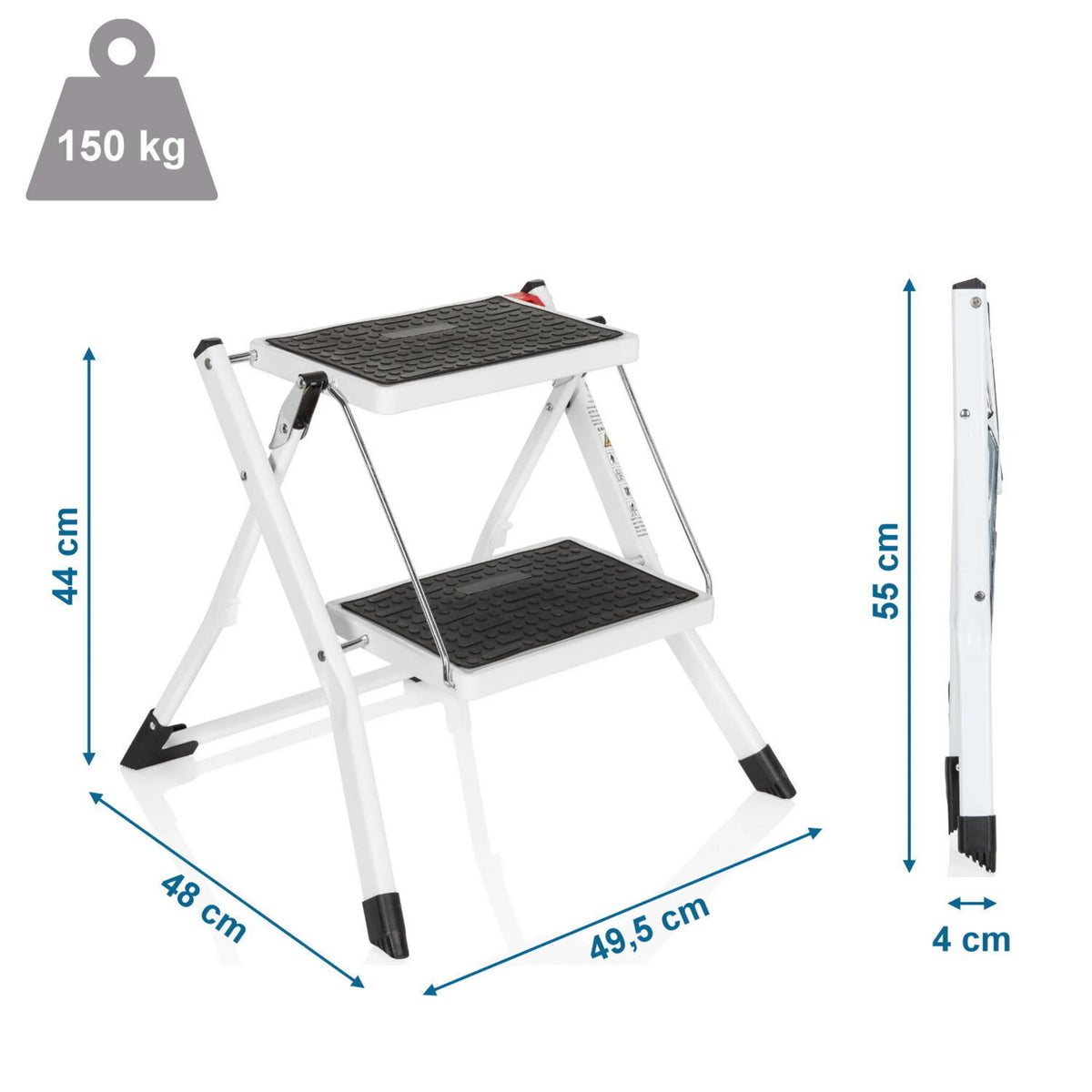 Dessin dimensionnel de l'Échelle pliante SOLID W1 d'une hauteur de 44 cm et d'une capacité de charge de 150 kg de hjh OFFICE