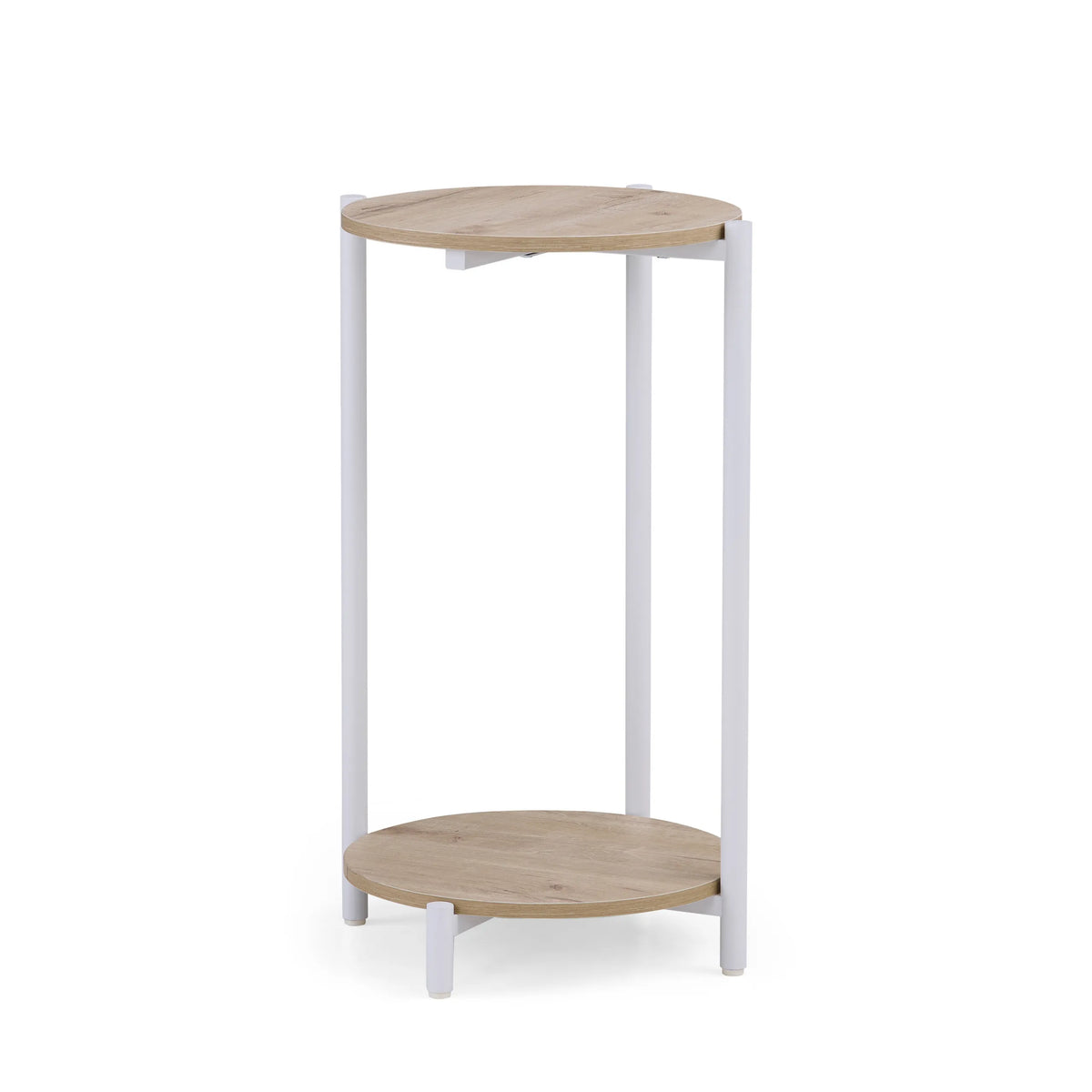 Table d'appoint Nestup 1 en blanc et chêne avec tabouret intégré de hjh LIVING (image générée par IA)