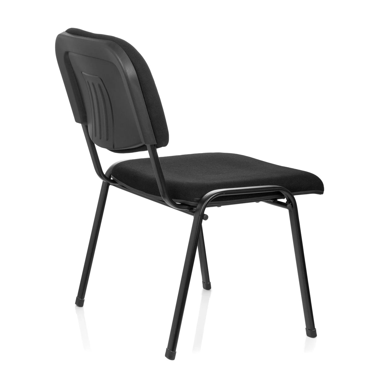 Chaise à quatre pieds noire XT 600 XL avec assise et dossier rembourrés de hjh OFFICE – vue à 360° (vue de trois quarts arrière 120°)
