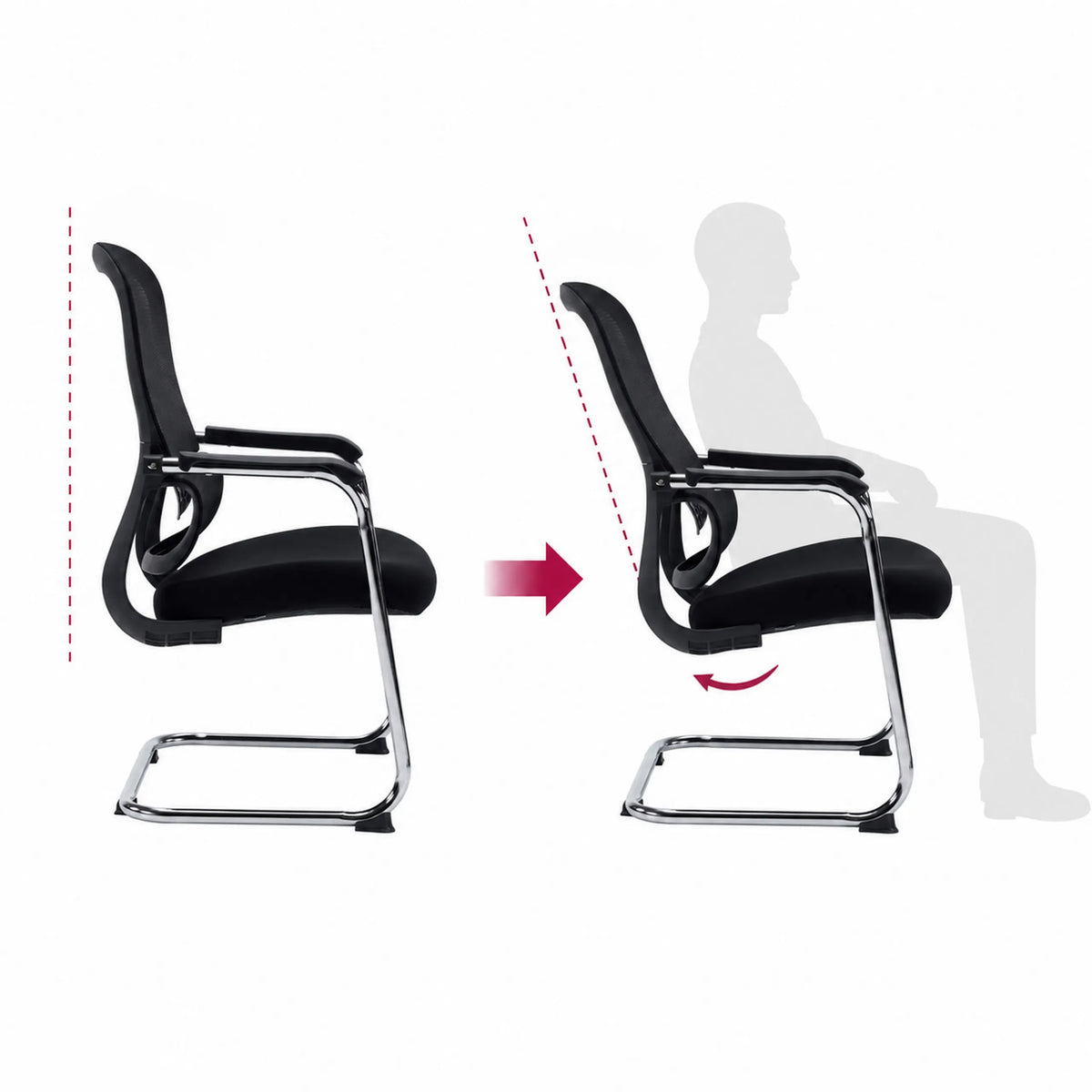 Mécanisme d'inclinaison du dossier de la chaise cantilever Ergomy Meet en noir de hjh OFFICE