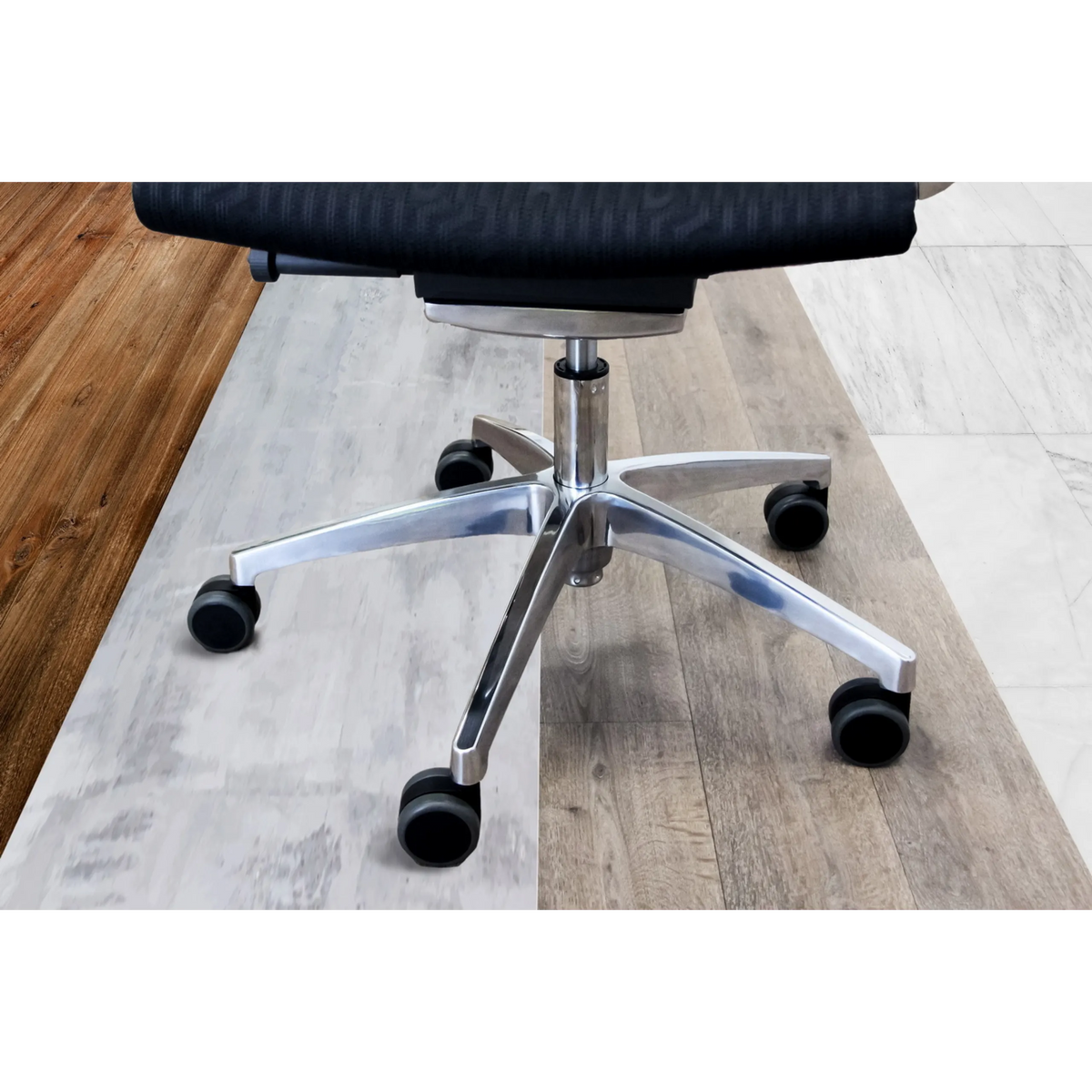Piétement à cinq branches avec roulettes noires 5x ROLO No-Noise 11mm/75mm pour sols durs de hjh OFFICE