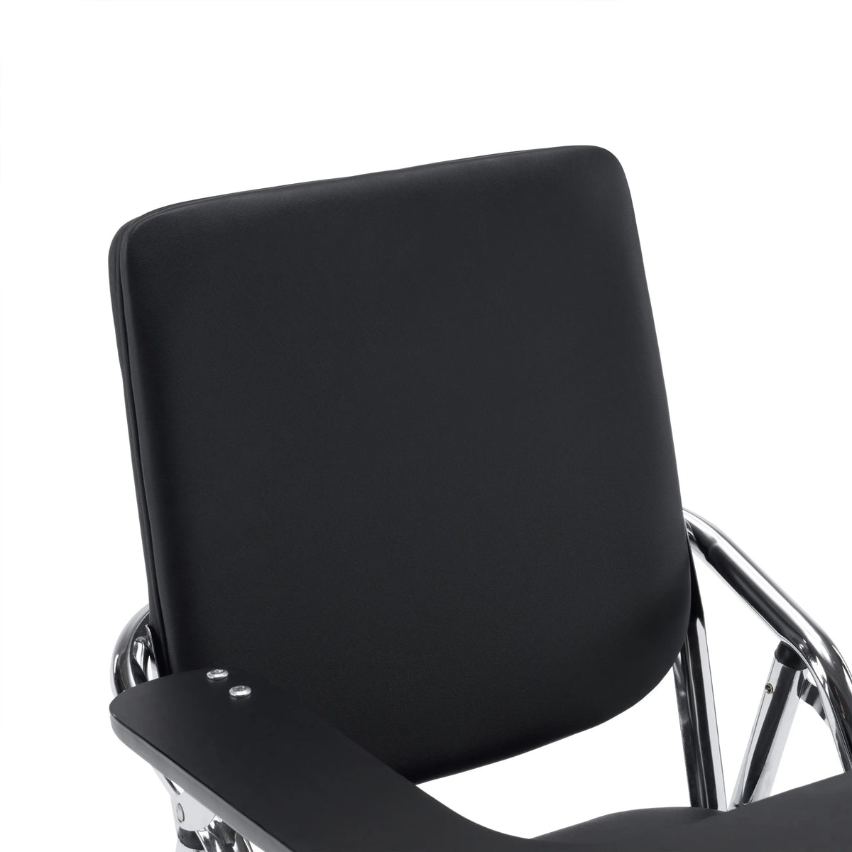 Dossier et accoudoirs noirs de la chaise pliante Esto T avec structure en chrome de hjh OFFICE