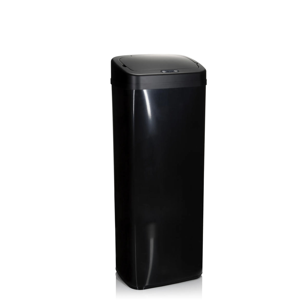 Poubelle à capteur CLEAN V noire d'une capacité de 50 litres de hjh OFFICE – vue à 360° (vue de trois quarts arrière 120°)