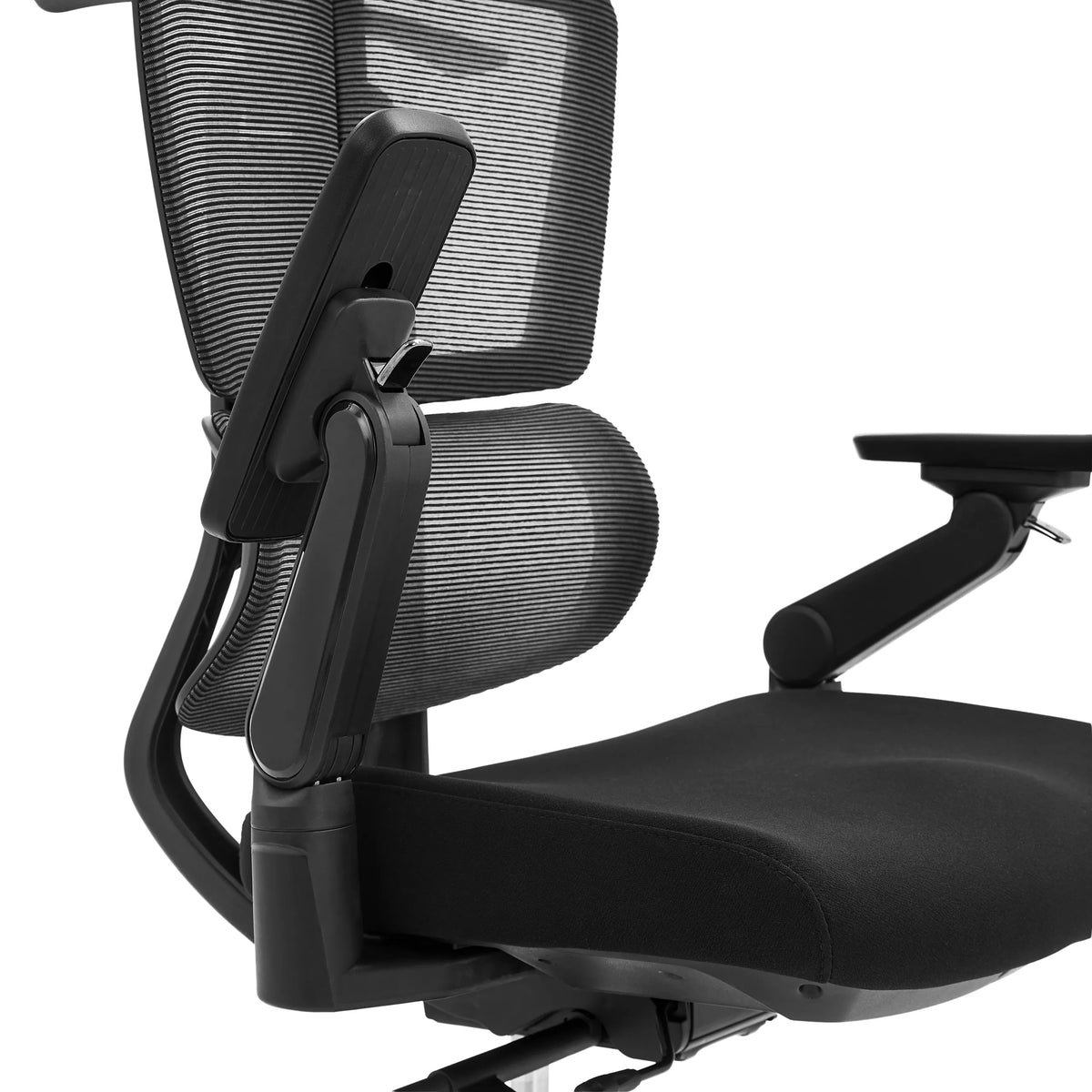 Accoudoir réglable du siège de bureau de qualité professionnelle Ergo U2 Flex3 avec dossier en maille et housse en tissu noir de hjh OFFICE