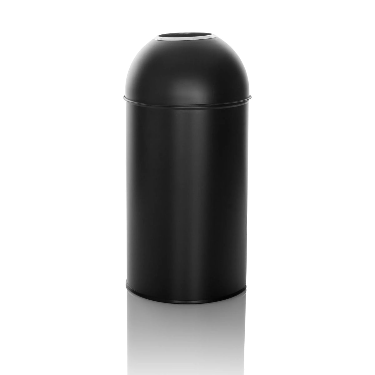 Poubelle noire CLEAN OR 50 avec couvercle bombé et une ouverture sur le dessus de hjh OFFICE – vue à 360° (vue de face 15°)