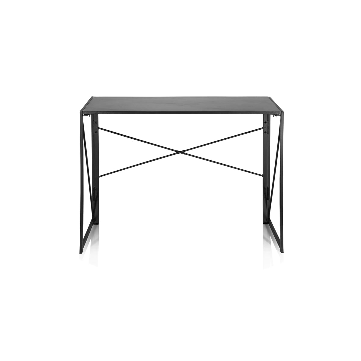 Bureau pliant EASY UP MULTI noir avec une traverse en X pour la stabilité de hjh OFFICE – vue à 360° (vue de face 0°)