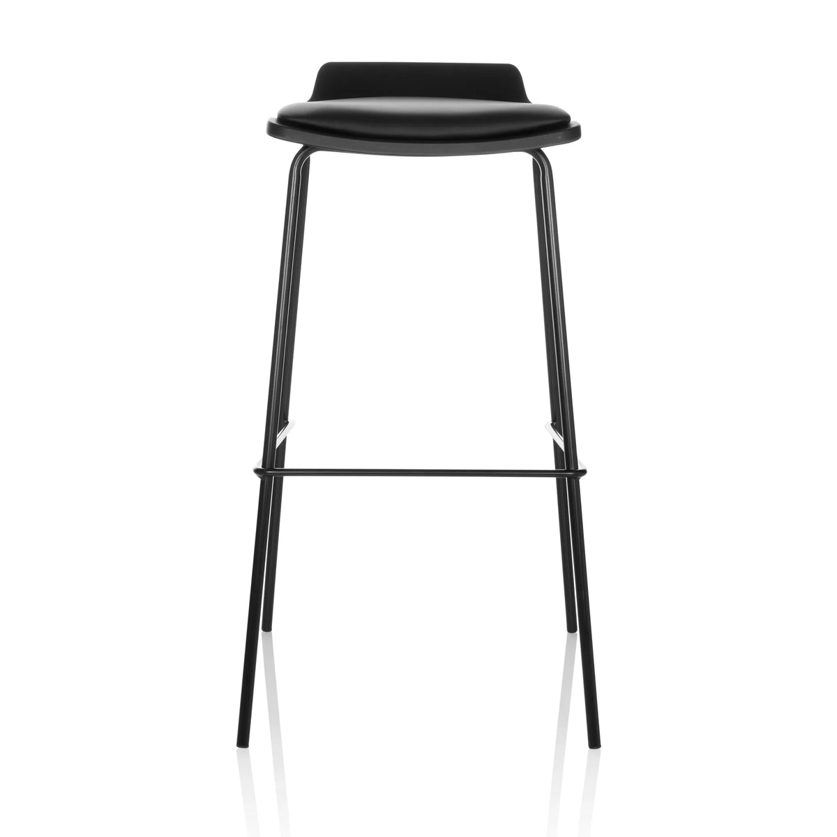 Tabouret de bar noir LONSO 10 avec assise rembourrée et un repose-pieds de hjh OFFICE – vue à 360° (vue de face 0°)