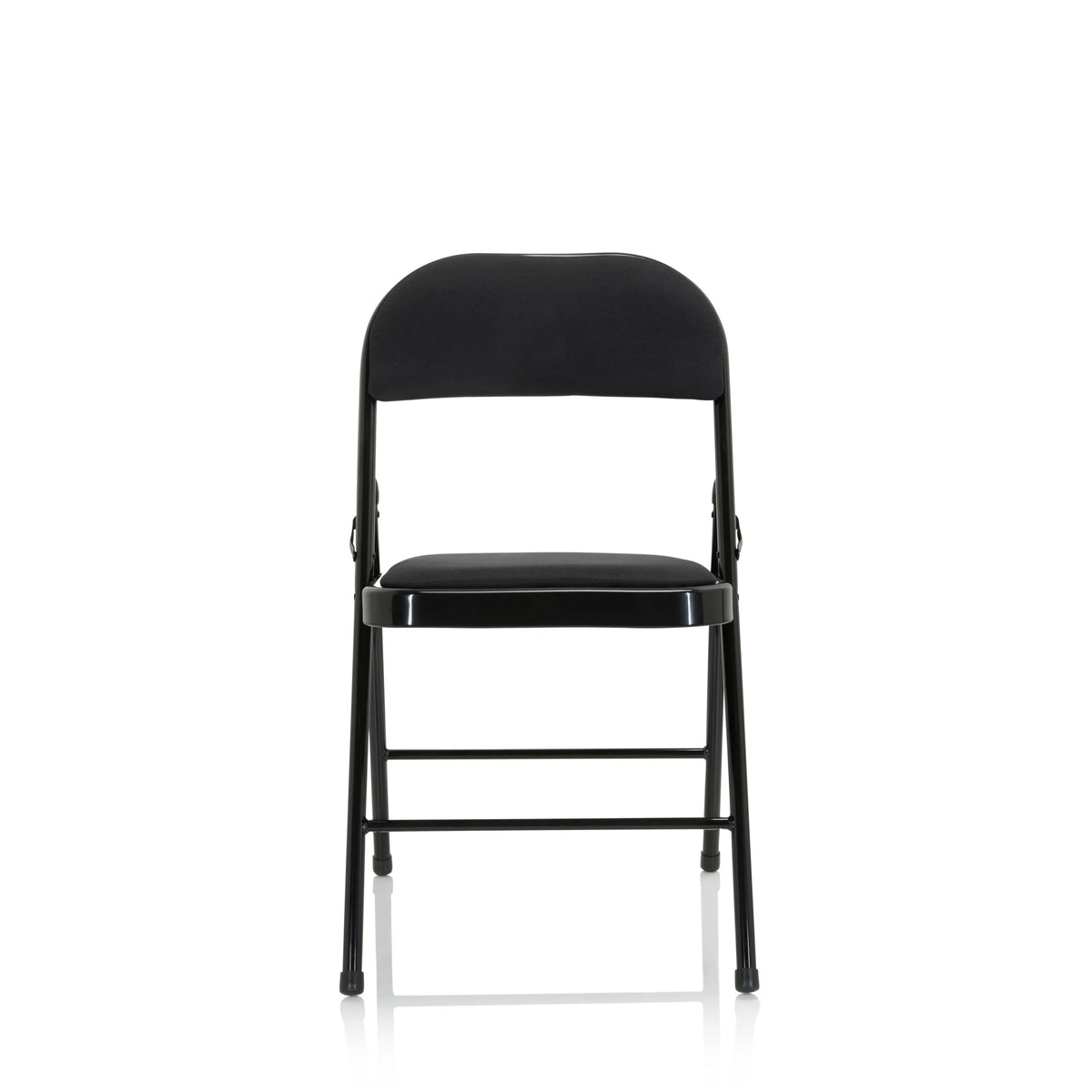 Chaise pliante TUDELA II noire avec rembourrage en tissu de hjh OFFICE – vue à 360° (vue de face 0°)