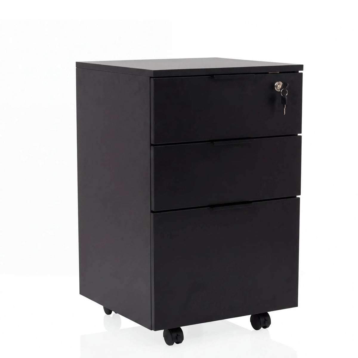 Caisson sur roulettes DAVIK noir avec trois tiroirs et une serrure de hjh OFFICE