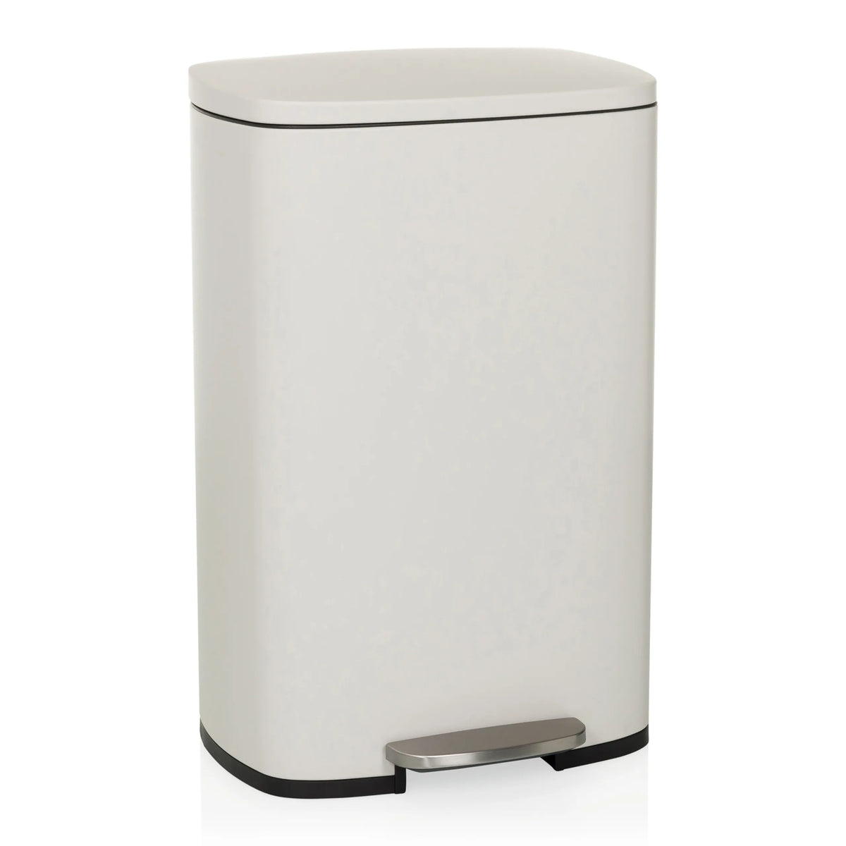 Poubelle CLEAN XV beige avec couvercle et pédale de hjh OFFICE – vue à 360° (vue de face 15°)