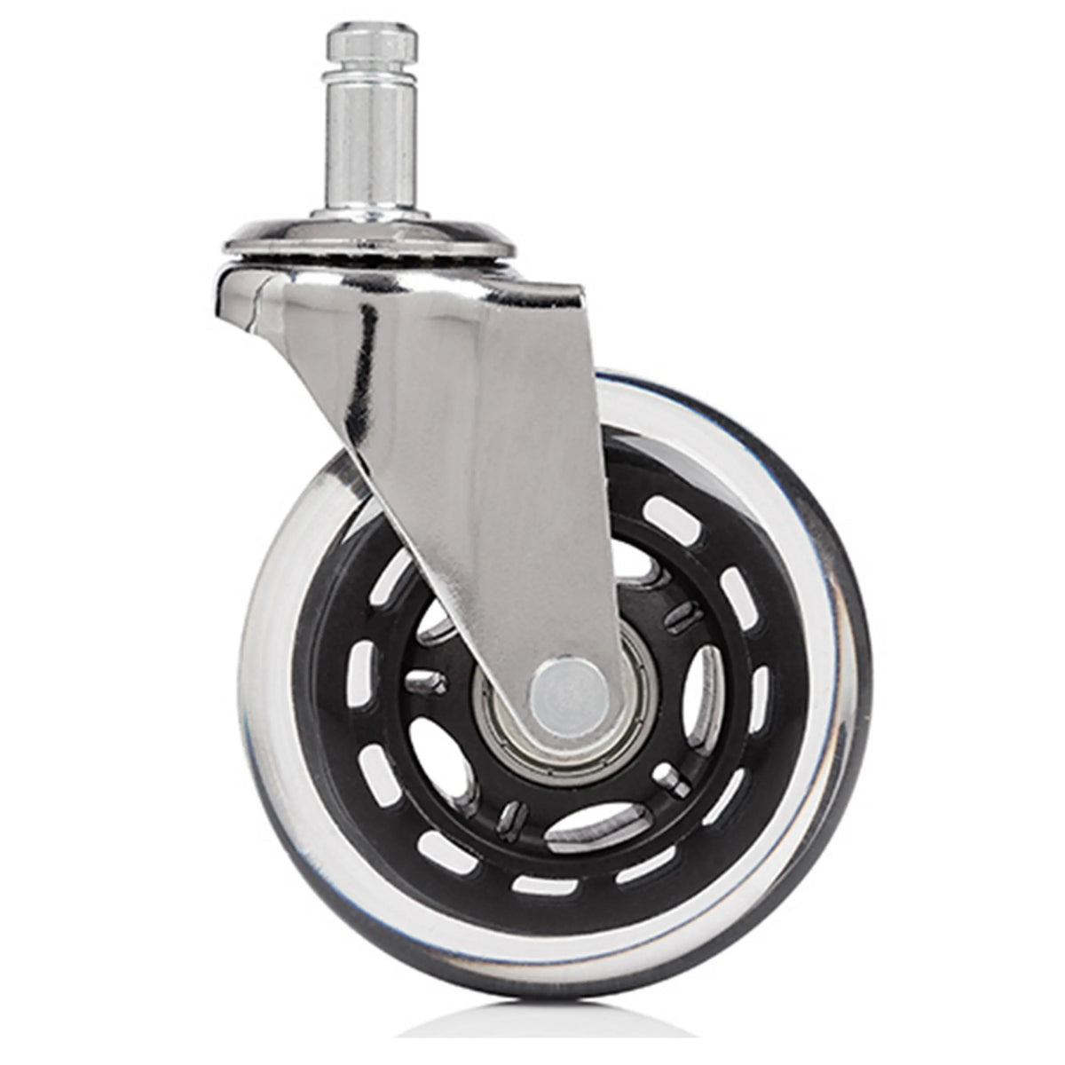 Roulettes 5x ROLO SKATE CT 11mm/75mm argentées pour sols durs avec roue transparente de hjh OFFICE
