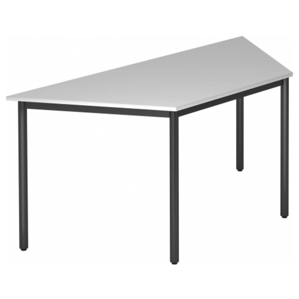 Table grise DORAN DRTR D avec plateau trapézoïdal et piètement tubulaire noir de hjh OFFICE PRO