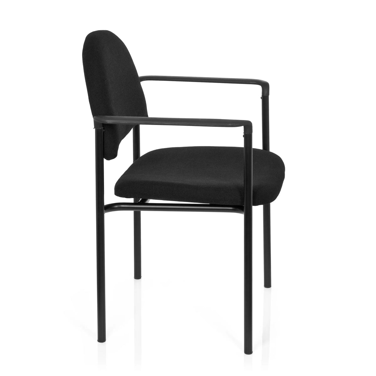 Chaise à quatre pieds XT 700 noire avec accoudoirs et assise rembourrée de hjh OFFICE – vue à 360° (vue de profil 80°)
