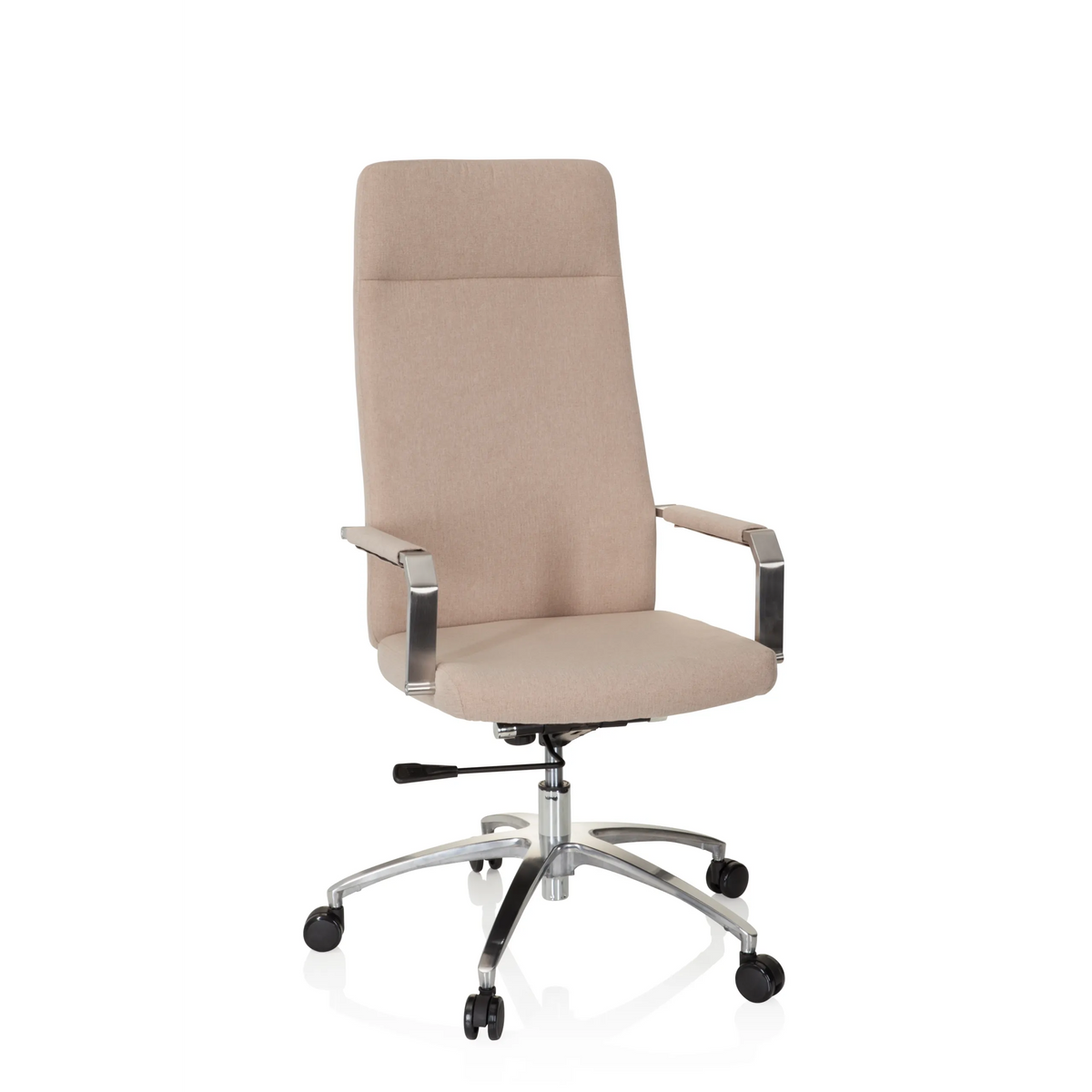 Siège de bureau à domicile SARANTO PLUS I beige avec accoudoirs et piètement à cinq roulettes de hjh OFFICE – vue à 360° (vue de face 20°)