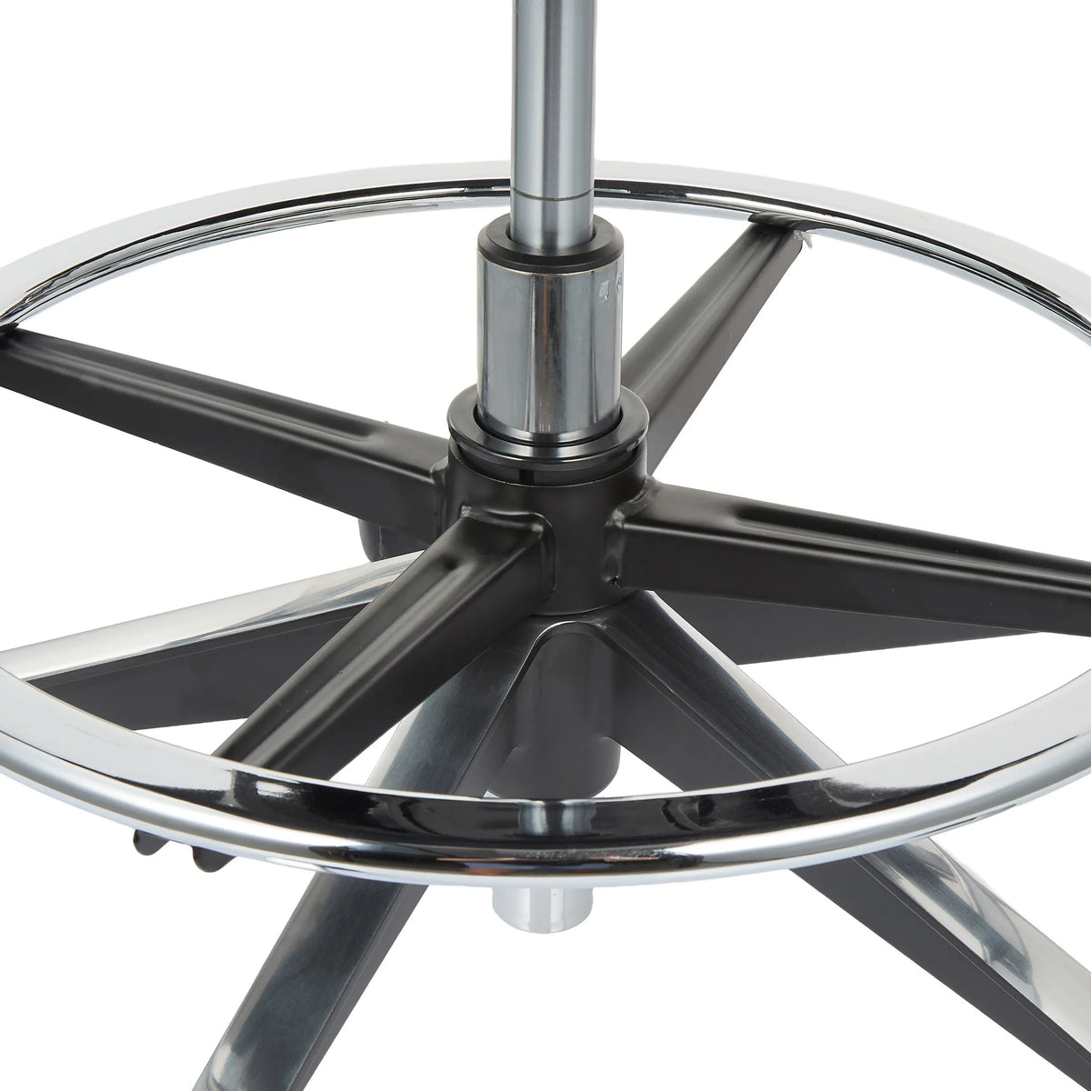 Repose-pieds couleur chrome avec montants noirs de la chaise de comptoir ERGO LINE II WORK de hjh OFFICE