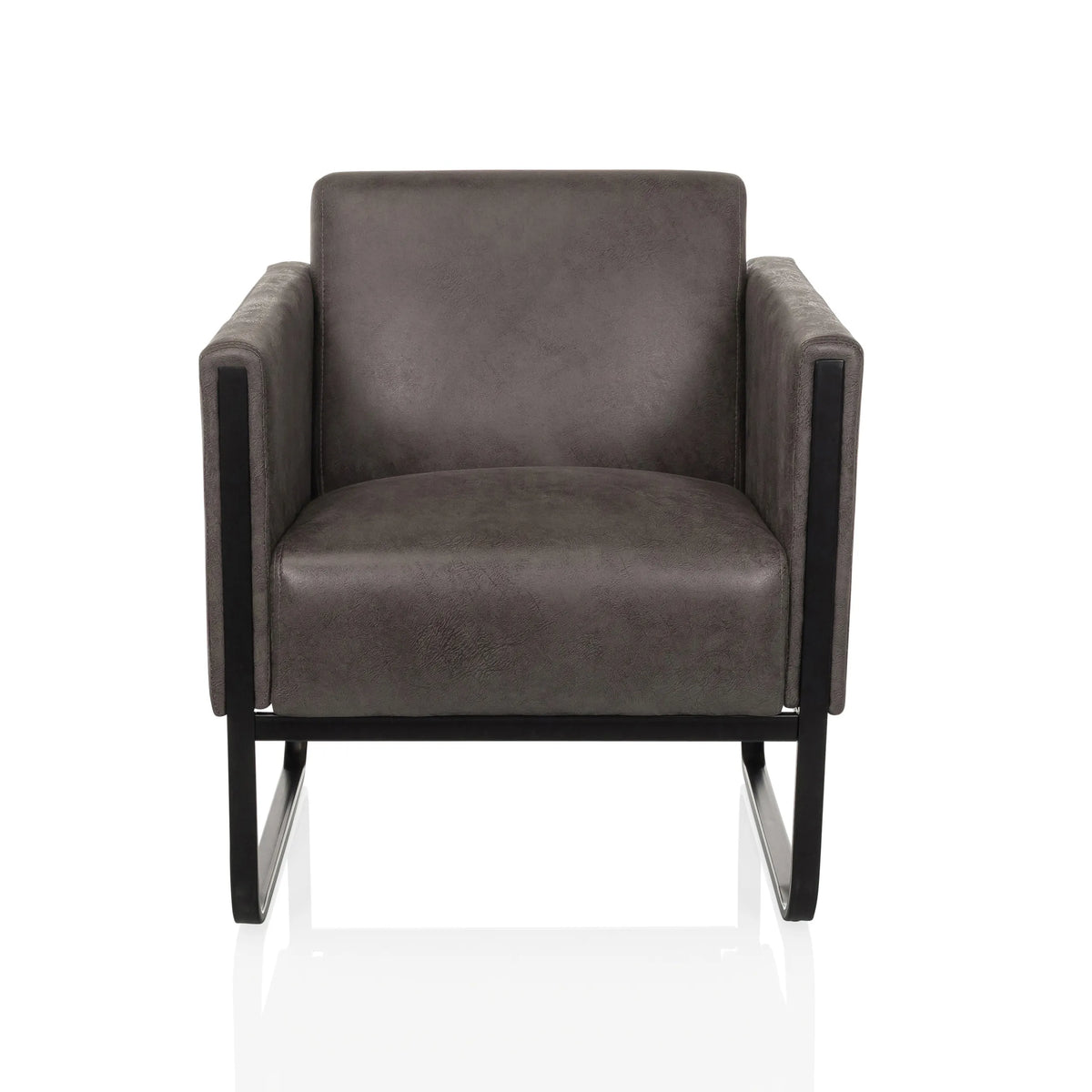Fauteuil de salon Aruba Retro gris avec accoudoirs et structure noire de hjh OFFICE – vue à 360° (vue de face 0°)