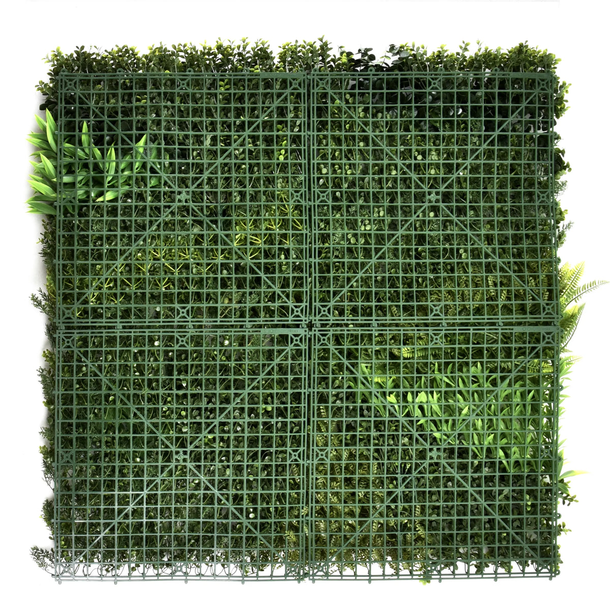Tapis végétal vert LEAFLUXE 3D avec grille en plastique et feuillage artificiel de hjh LIVING