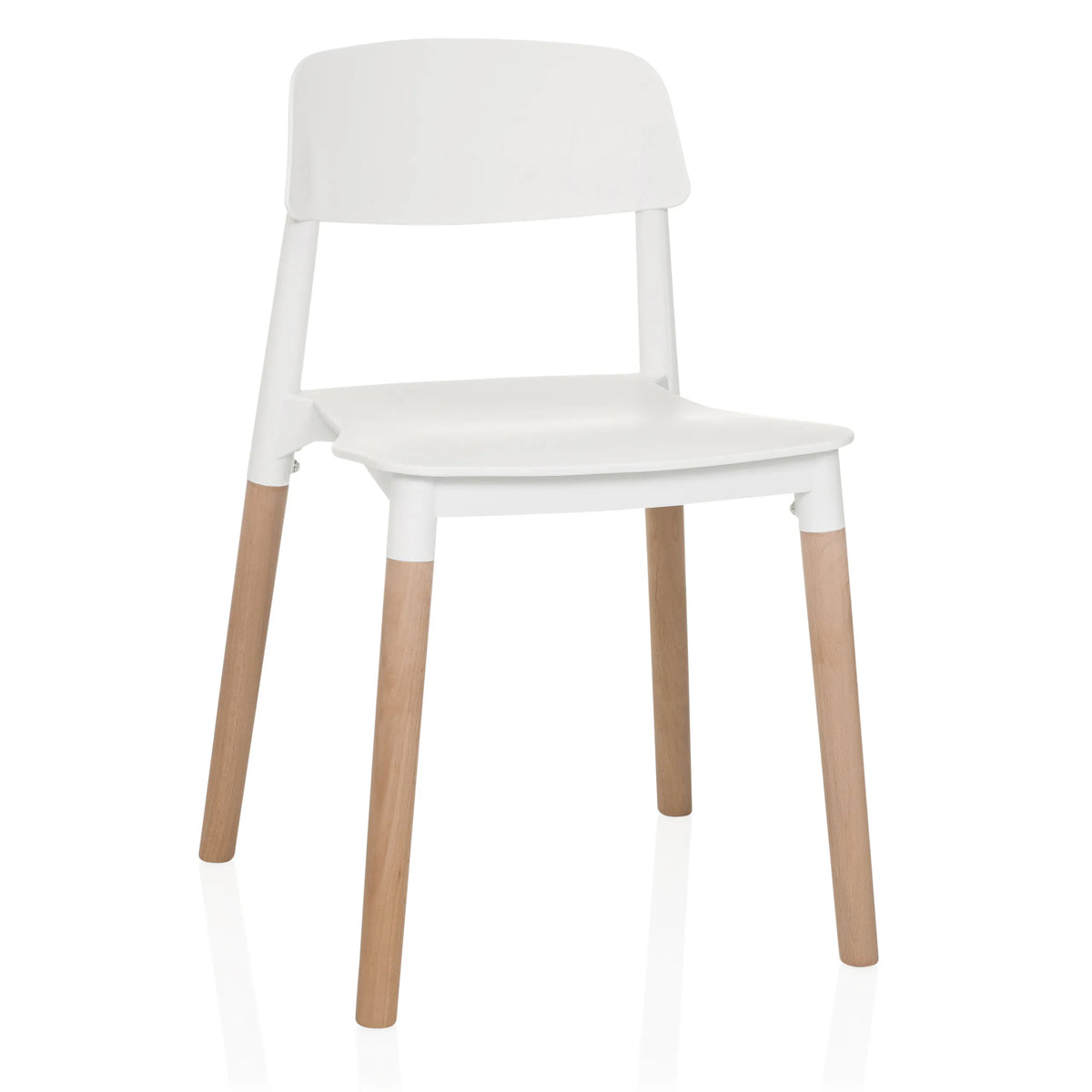 Chaise à quatre pieds SCANDI E blanche avec pieds en bois de hjh LIVING – vue à 360° (vue de face 15°)