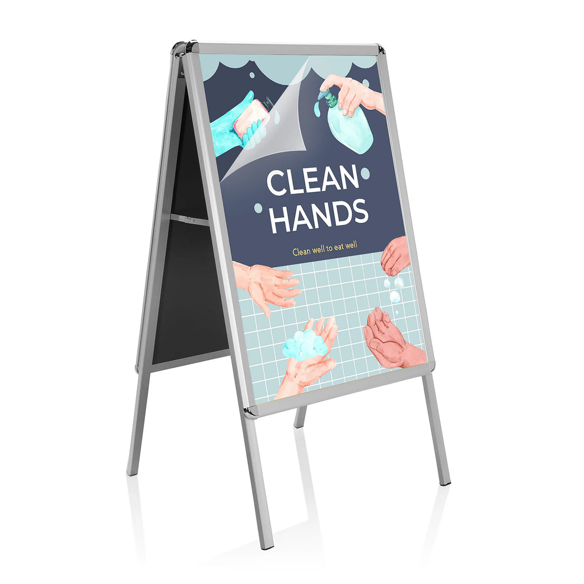 Support d'affiche AGENDA II comme stop-trottoir en aluminium avec affiche publicitaire de hjh OFFICE