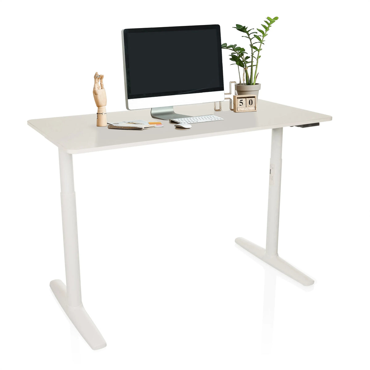 Elektrisch höhenverstellbarer Schreibtisch STAND PRO in Weiß mit Maßen von 140 x 70 cm von hjh OFFICE