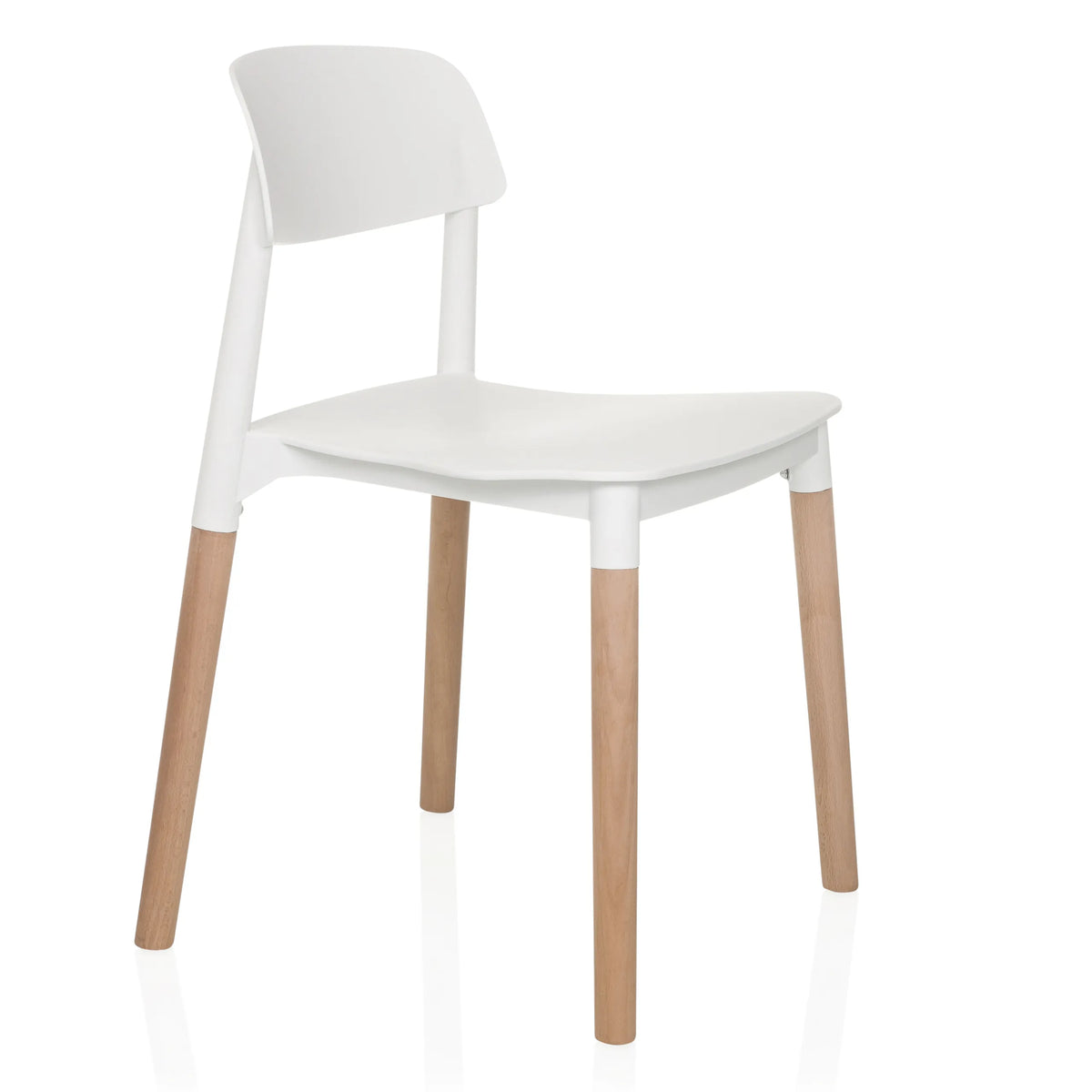 Chaise à quatre pieds SCANDI E blanche avec pieds en bois de hjh LIVING – vue à 360° (vue de trois quarts avant 60°)