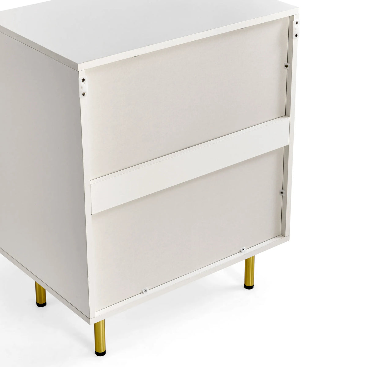 Arrière de la commode Hjelle K en blanc avec des pieds dorés de hjh LIVING