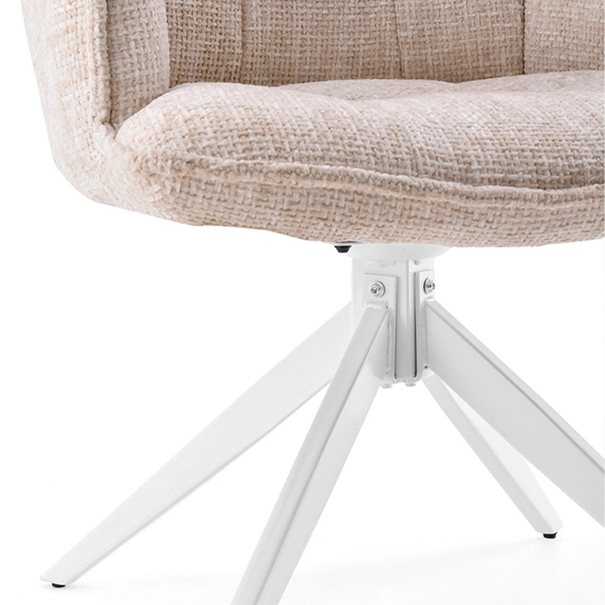 Tissu structuré beige et piétement étoile blanc de la Chaise de salle à manger Tavaro de hjh LIVING