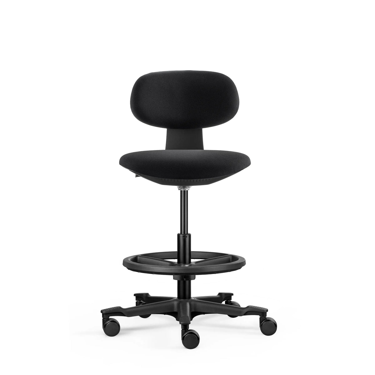 Chaise de travail WORK MF2 noire avec repose-pieds et cinq roulettes de hjh OFFICE