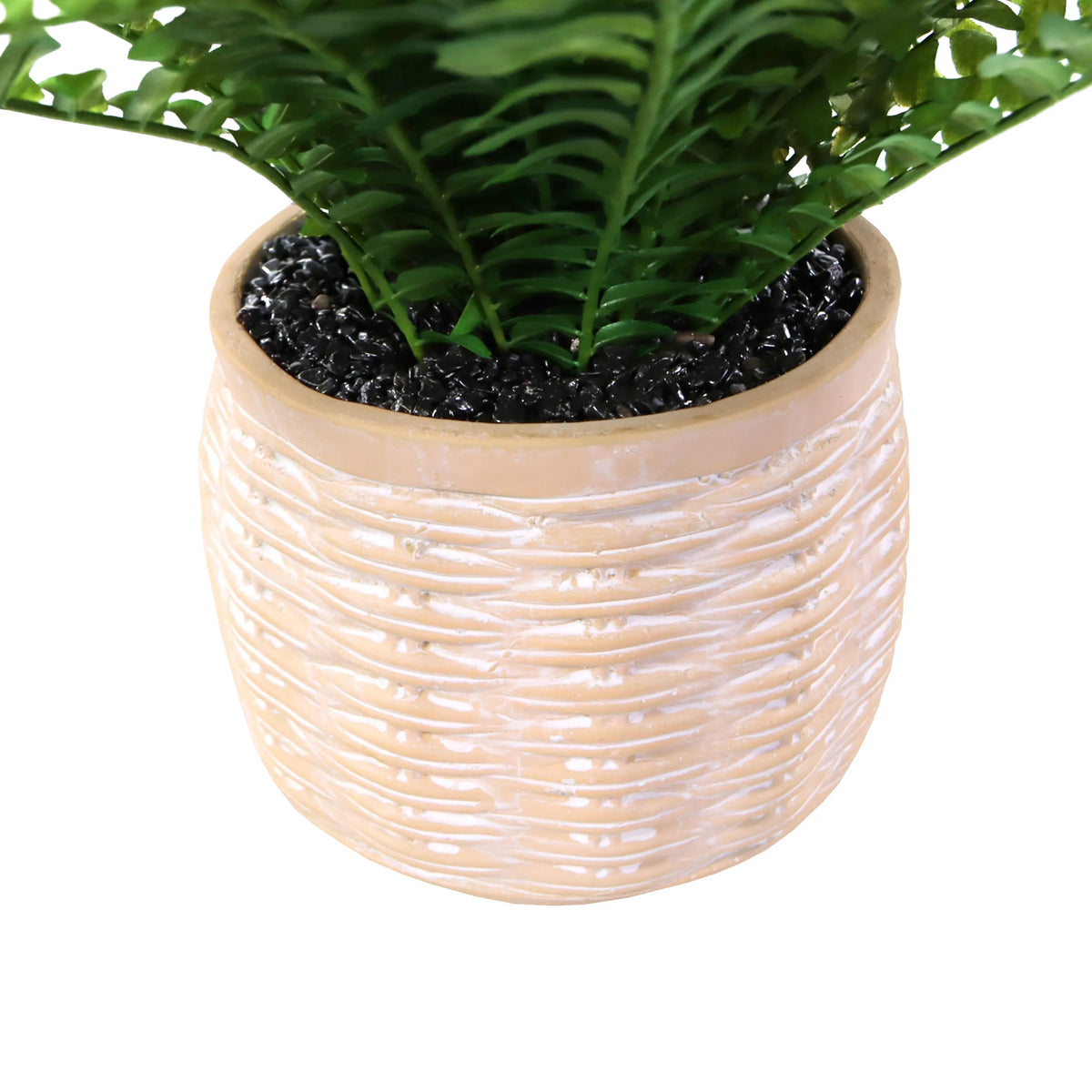 Cache-pot beige aspect panier pour la Plante artificielle Proliferum de hjh OFFICE