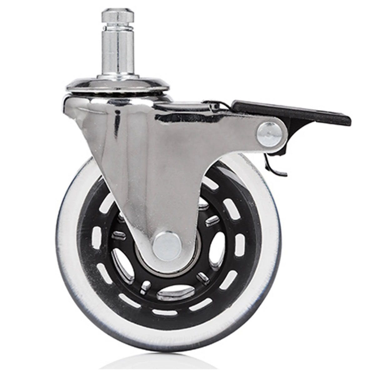 Roulettes 5x ROLO SKATE CT 11mm/75mm avec frein de blocage en argent et transparent pour sols durs de hjh OFFICE