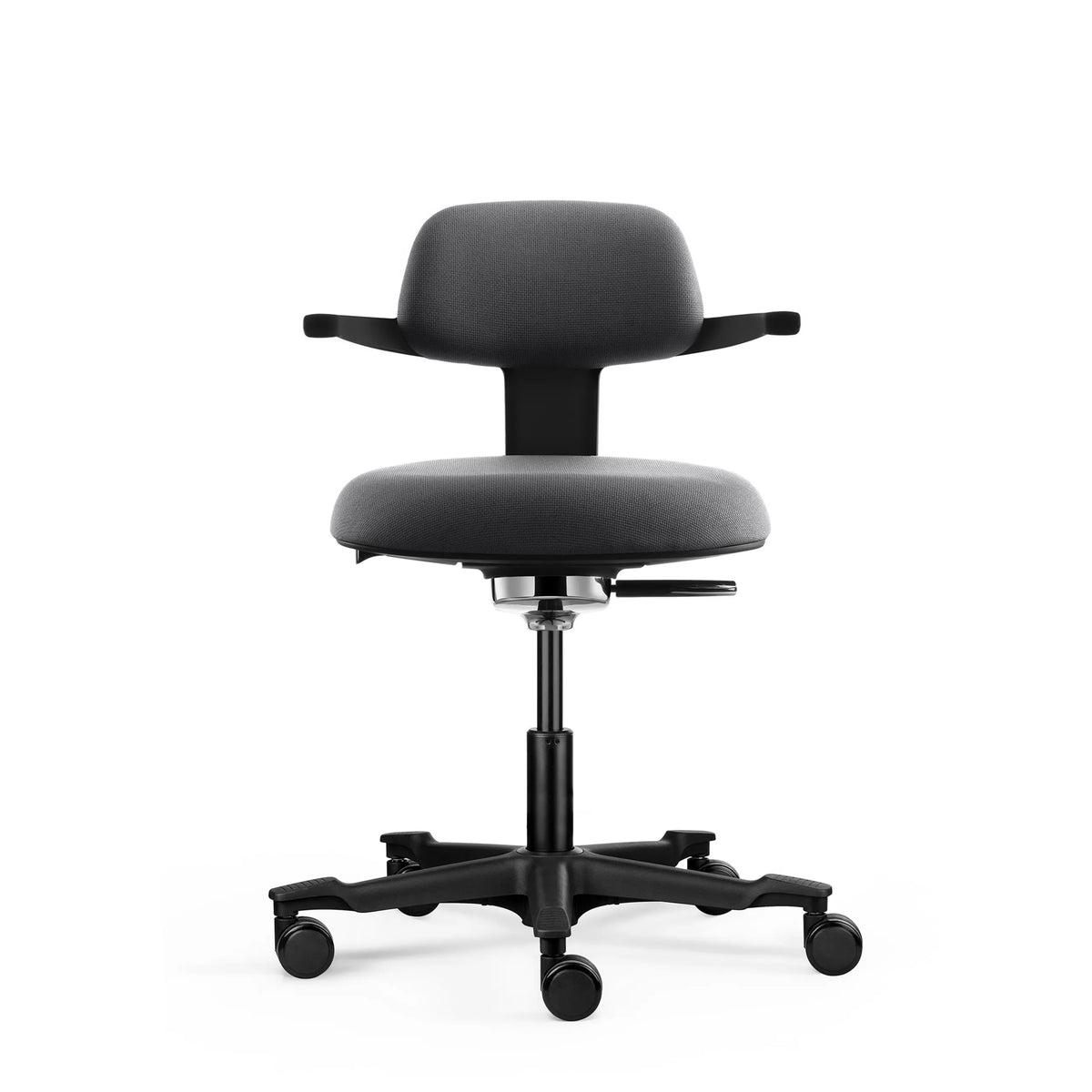 Chaise de travail WORK 40 gris foncé avec accoudoirs et cinq roulettes de hjh OFFICE