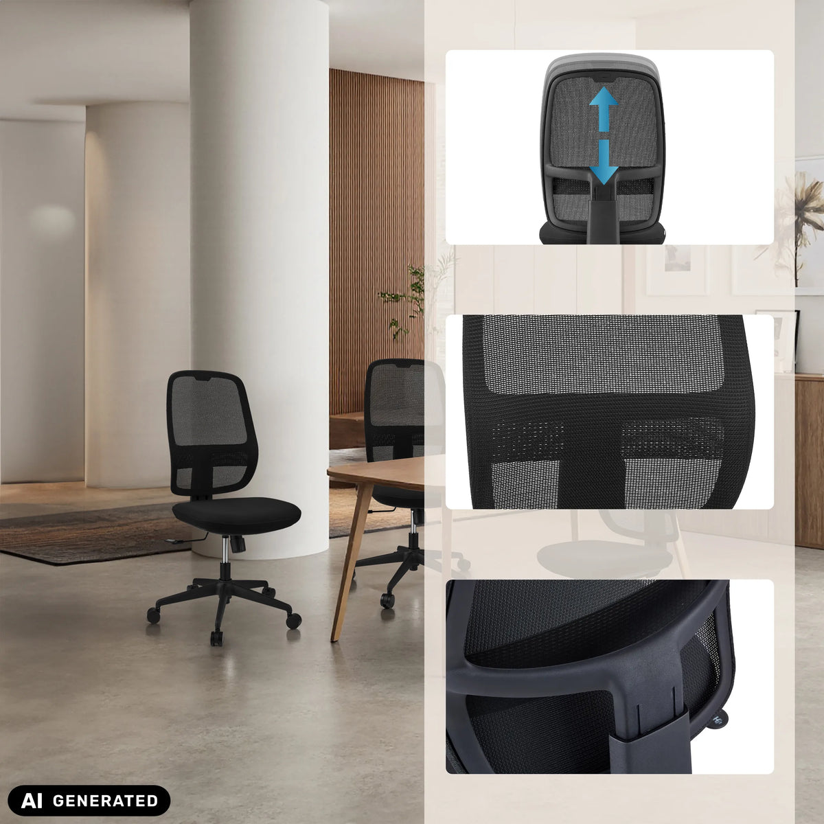 Dossier réglable en hauteur et tissu maille du siège de bureau de qualité professionnelle Minoro B de hjh OFFICE (image générée par IA)