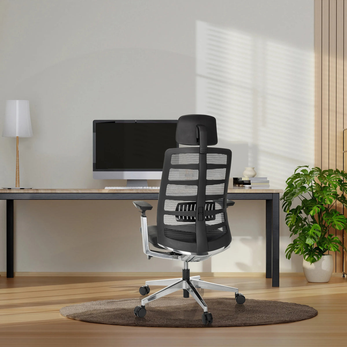 Siège de bureau haut de gamme SPINIO ELITE L noir avec dossier en maille et appuie-tête de hjh OFFICE