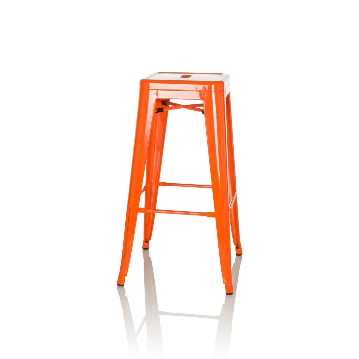 Tabouret de bar VANTAGGIO HIGH orange avec quatre pieds et repose-pieds intégrés de hjh OFFICE – vue à 360° (vue de profil 75°)
