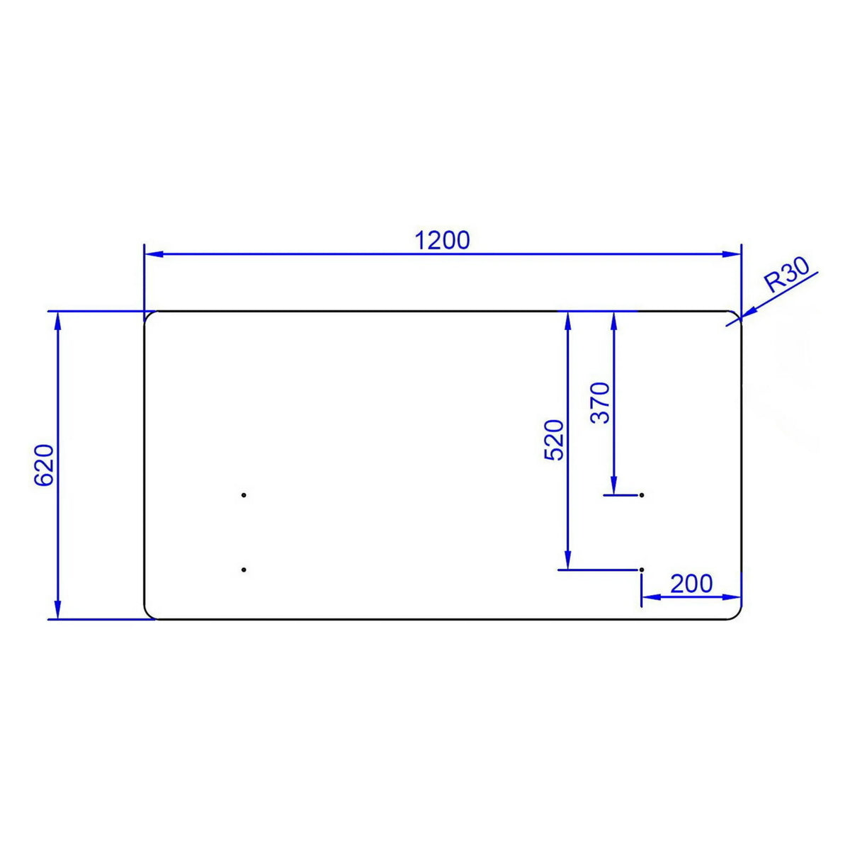 Dessin technique de la cloison de table FLEXMIUT D 120 de 120 × 62 cm de hjh OFFICE