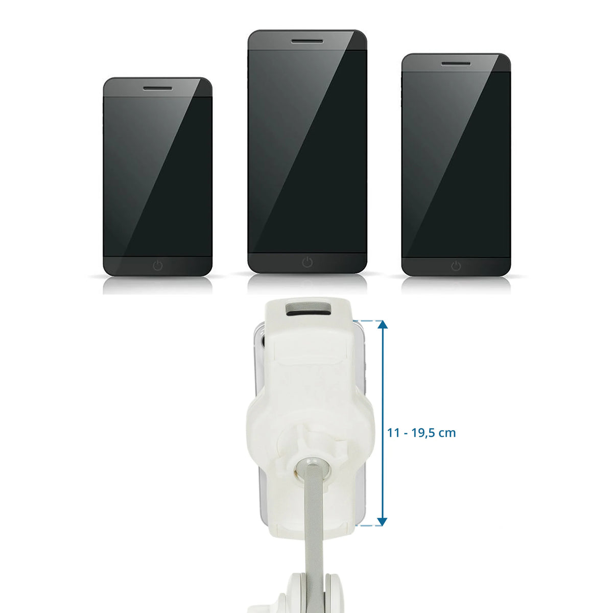 Dispositif de fixation réglable du Support de téléphone portable & tablette COMFILAP II avec dimensions 11 - 19,5 cm de hjh OFFICE