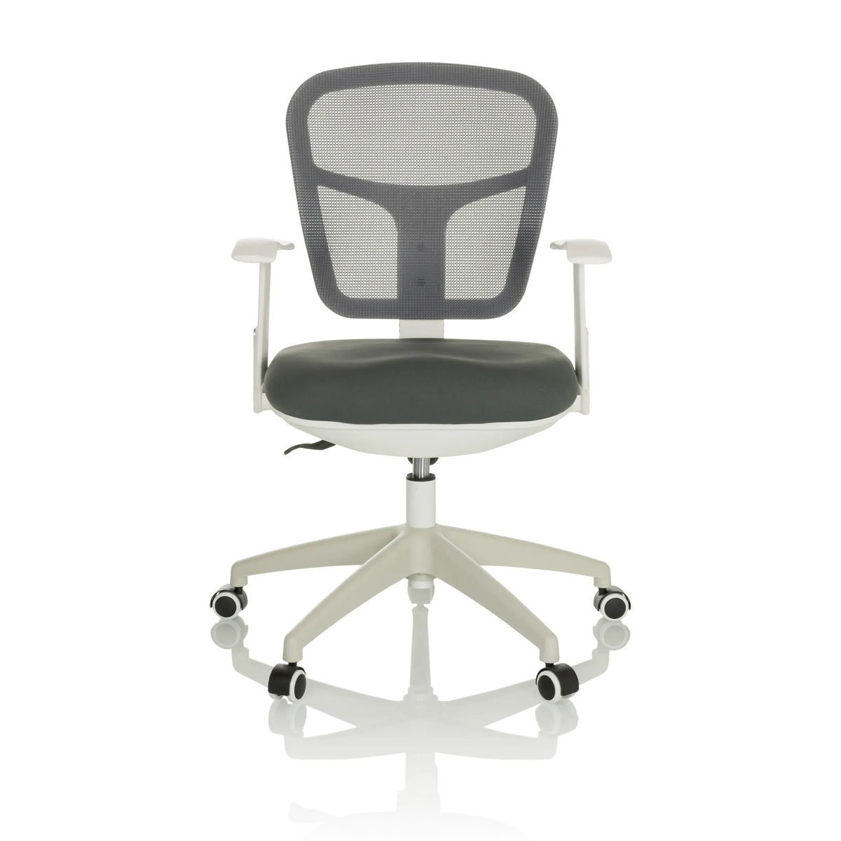 Siège de bureau à domicile TOP 108 W gris avec dossier en maille et piètement à cinq roulettes de hjh OFFICE – vue à 360° (vue de face 0°)