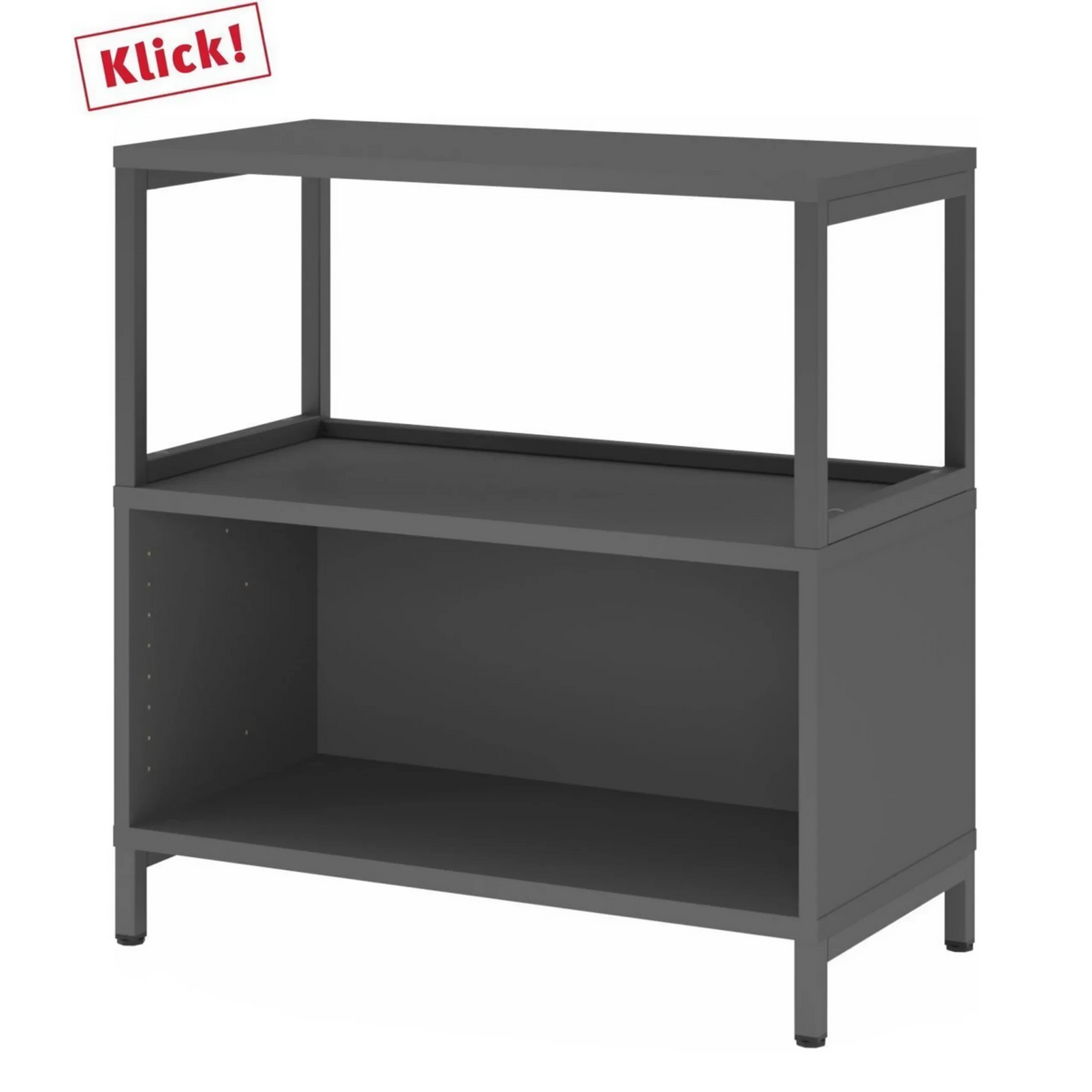 Étagère basse couleur graphite FlexWall avec compartiment ouvert de hjh OFFICE PRO