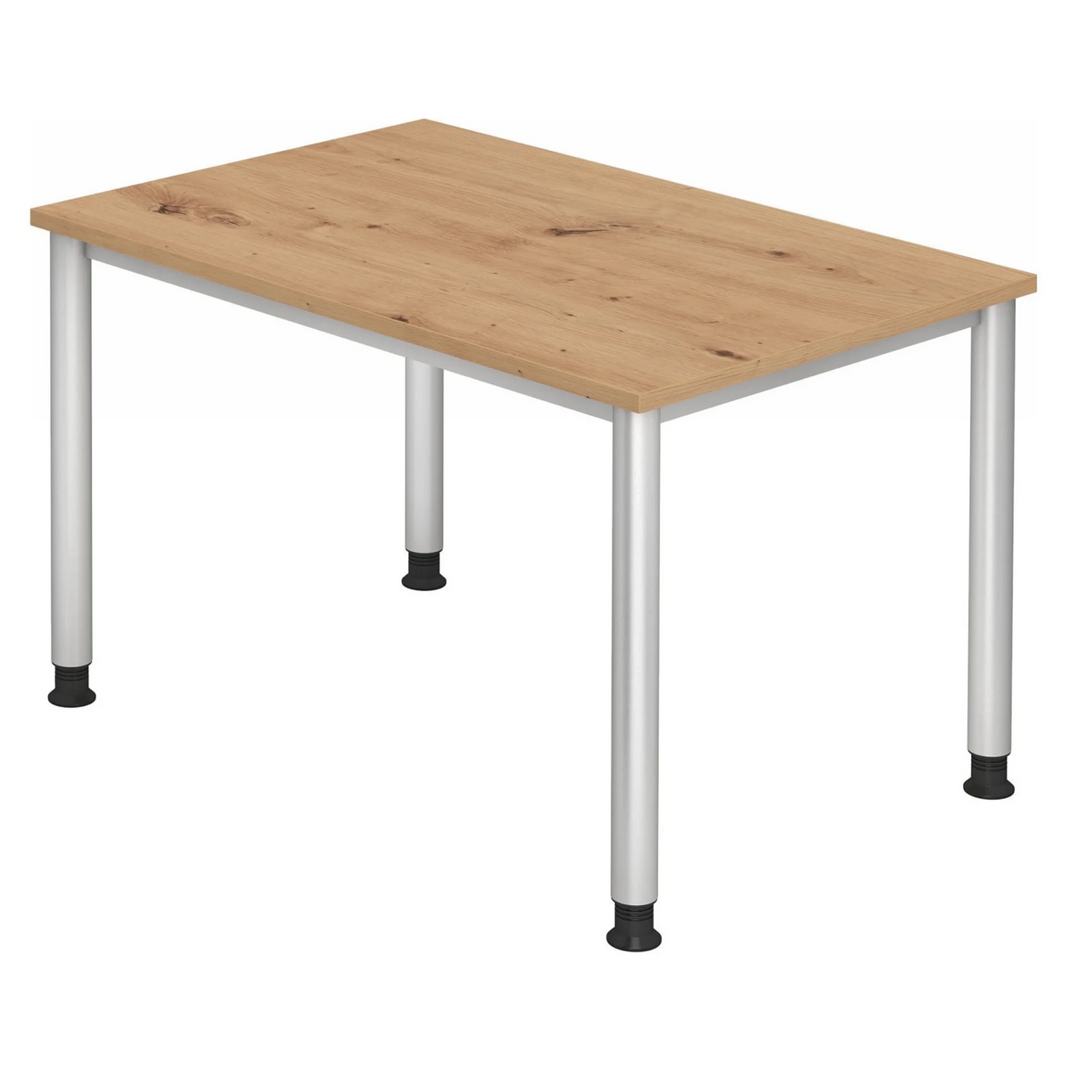 Bureau réglable en hauteur HILO 12 S en chêne rustique avec pieds argentés de hjh OFFICE PRO
