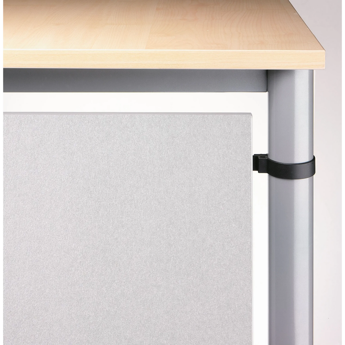 Écran de séparation HR S en argent avec un plateau en bois clair et un panneau gris de hjh OFFICE PRO