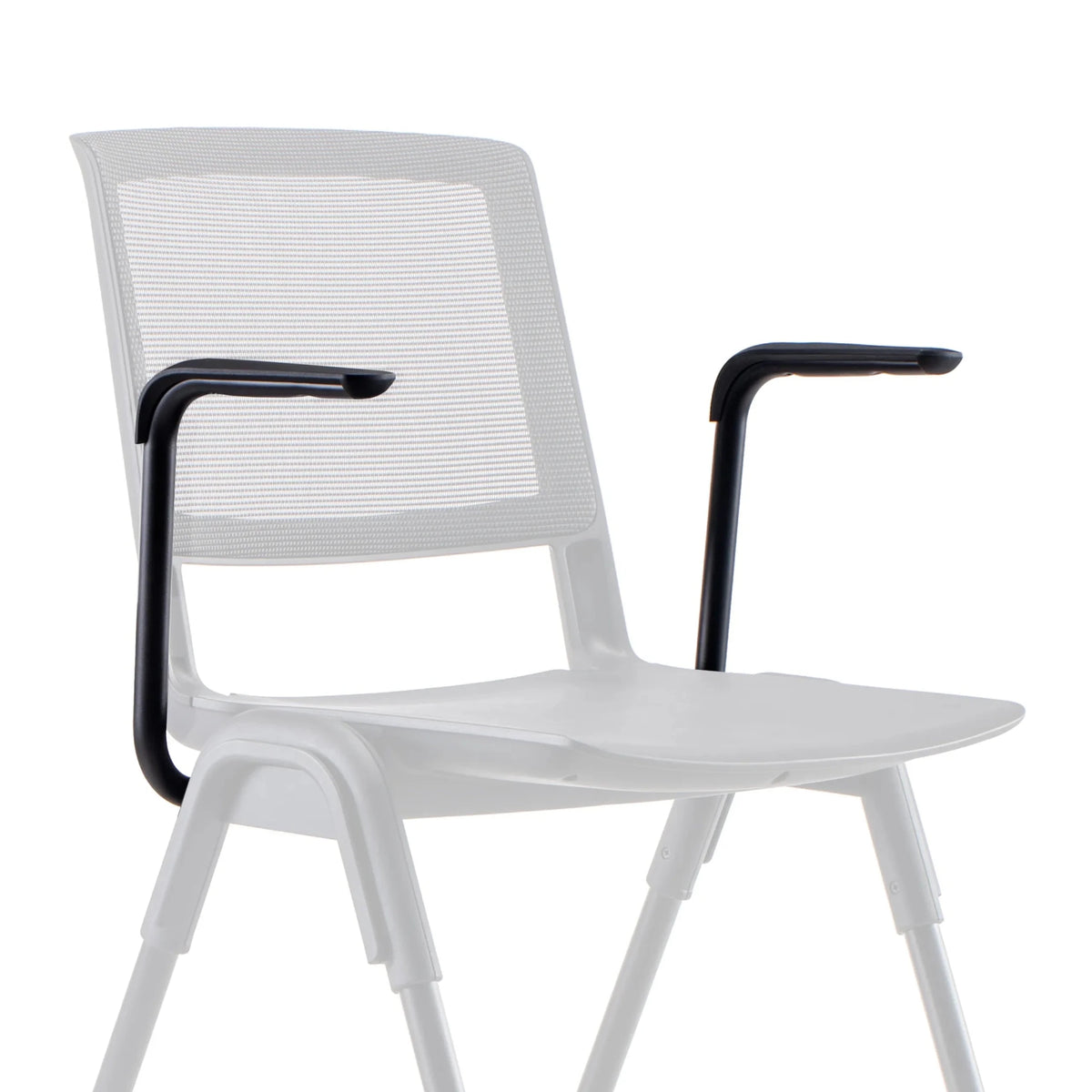 Chaise blanche MEET WA avec Accoudoir noirs et dossier en maille blanche de hjh OFFICE