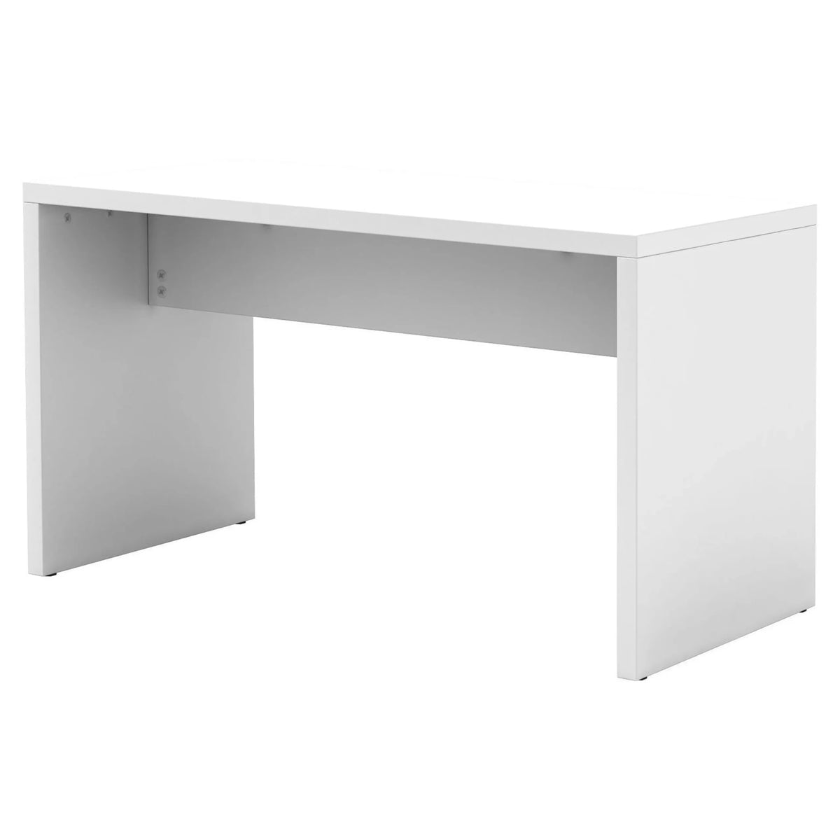 Table de conférence blanche MEETING MP130 au design épuré avec deux panneaux latéraux fermés de hjh OFFICE PRO