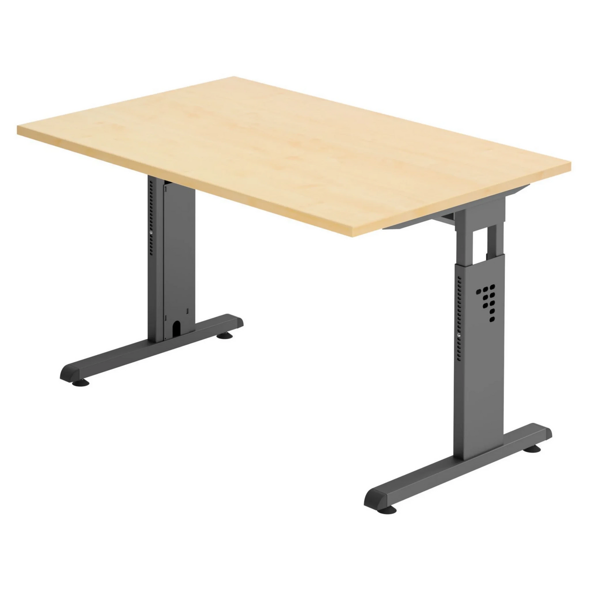 Bureau réglable en hauteur MEGA 12 G en érable et graphite avec pieds en T de hjh OFFICE PRO