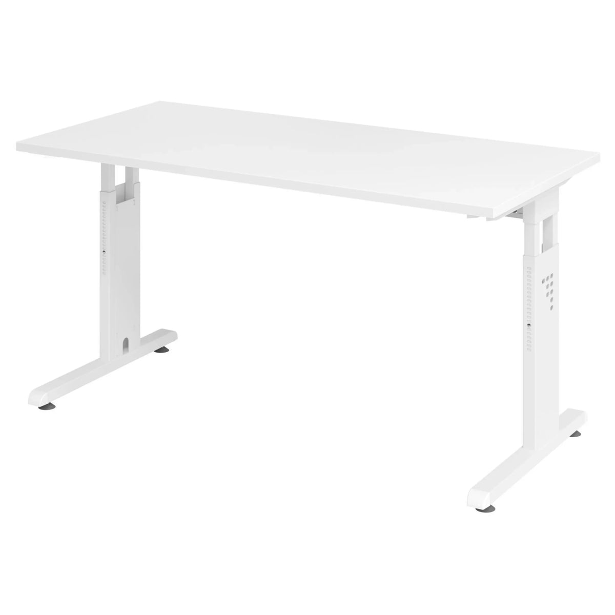 Bureau réglable en hauteur MEGA 614 W de couleur blanche avec plateau rectangulaire de hjh OFFICE PRO