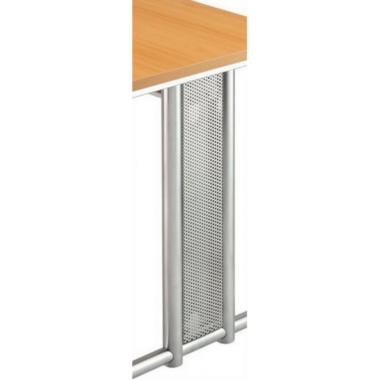 Panneau latéral argenté NANO NSSB en métal perforé avec un plateau de table couleur bois de hjh OFFICE PRO