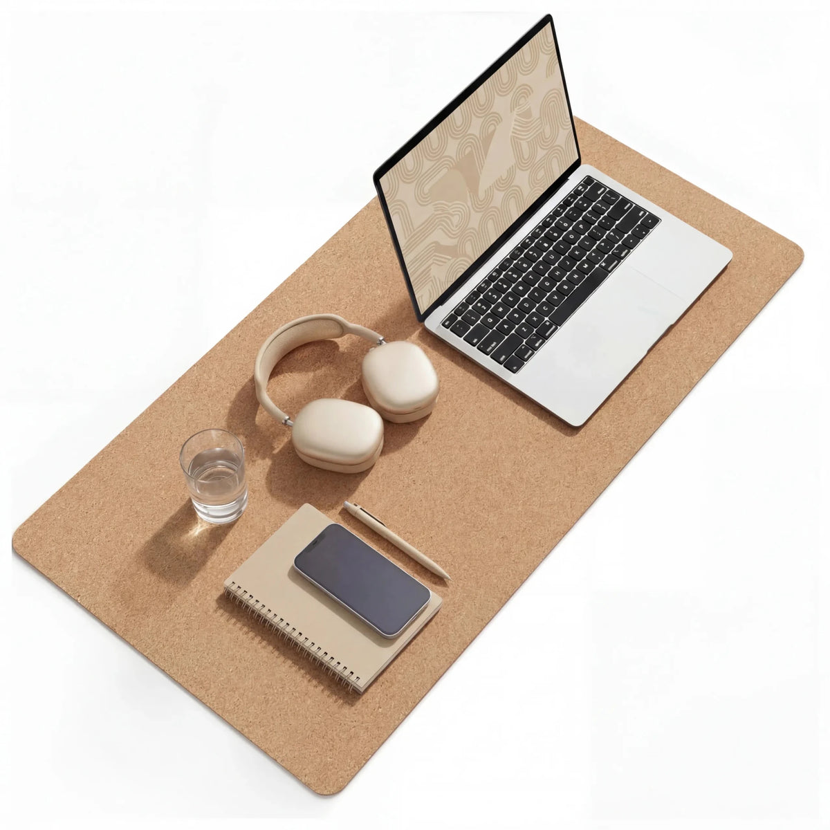 Sous-main de Bureau Padflux Terra marron avec coins arrondis et surface en liège de hjh OFFICE