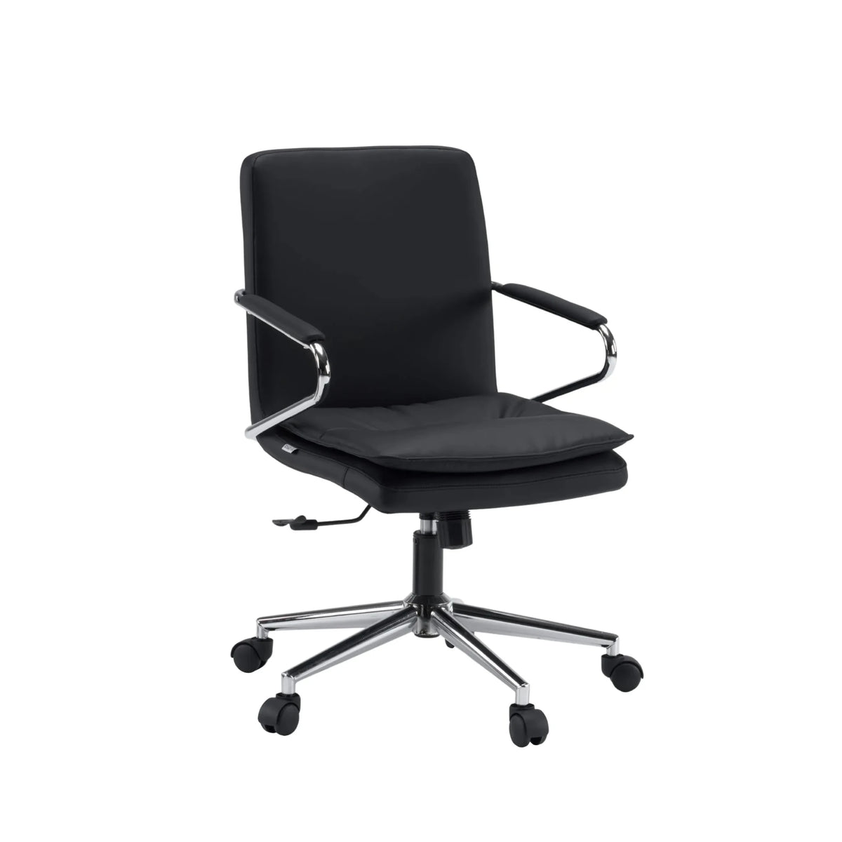 Siège de bureau à domicile Rovento noir avec accoudoirs chromés et cinq roulettes de hjh OFFICE