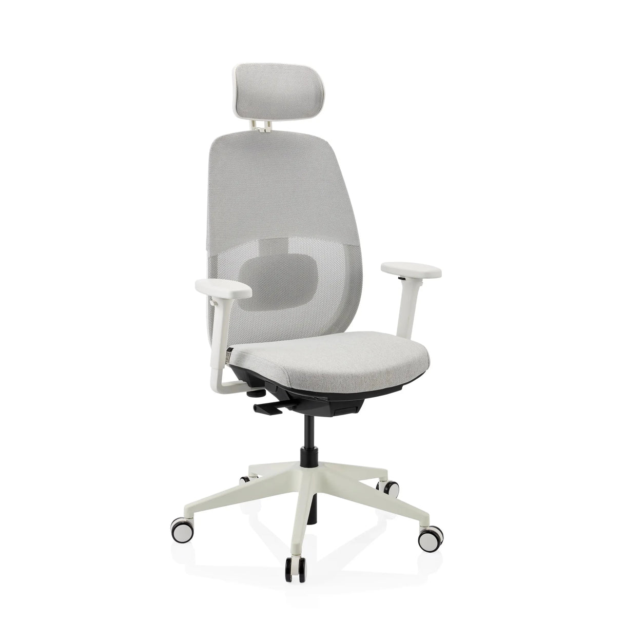 Siège de bureau de qualité professionnelle Skandis Pro en gris avec cadre blanc et appuie-tête de hjh OFFICE