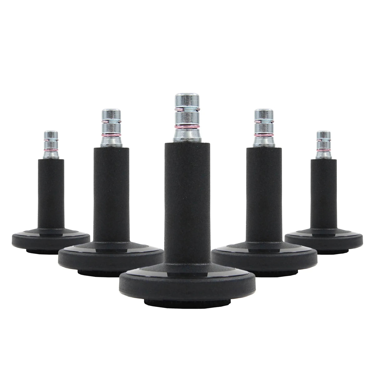 Cinq patins de chaise noirs STATO-M pour sols durs avec inserts métalliques de hjh OFFICE